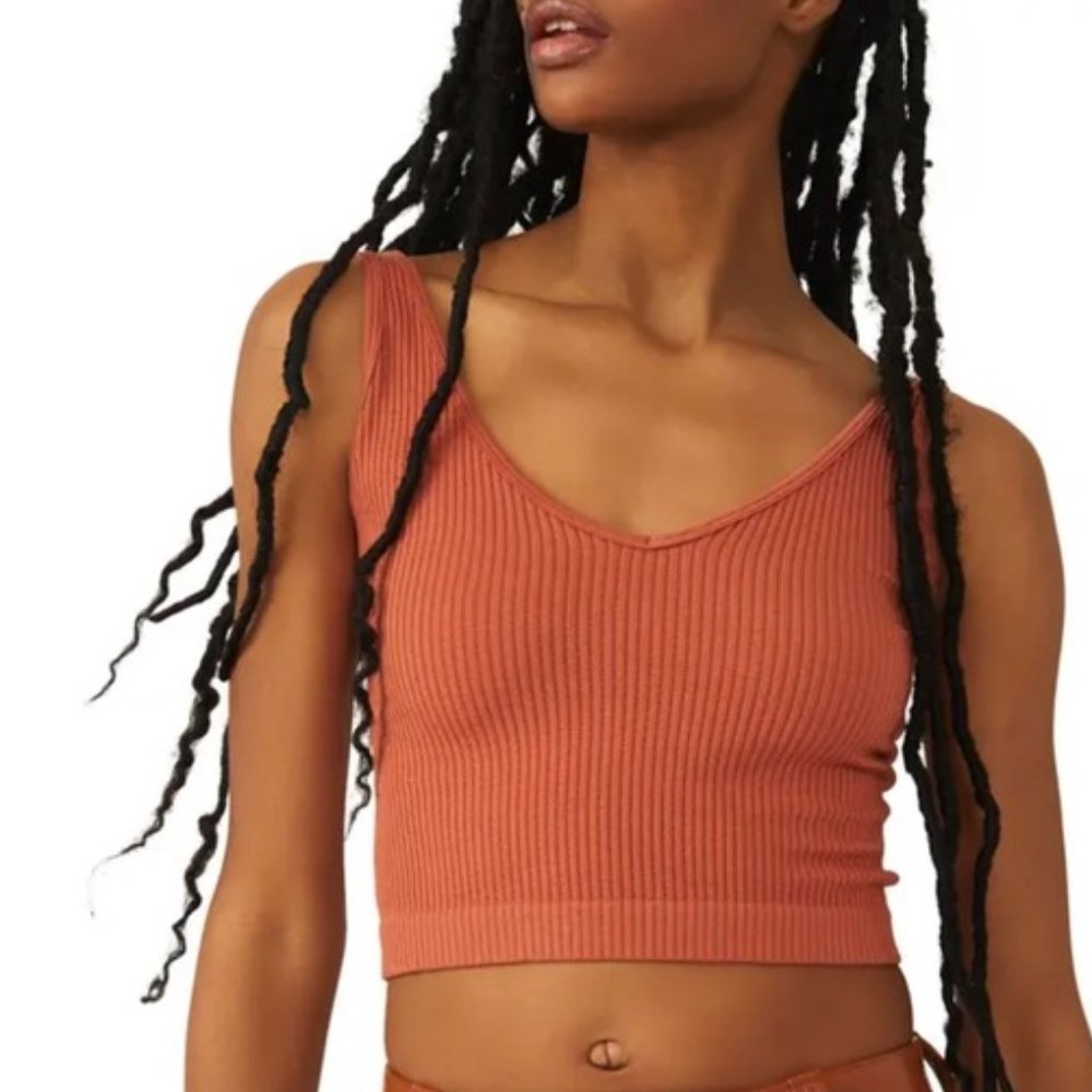 Free People Intimately Solid Rib Brami Terracotta Crop Top
